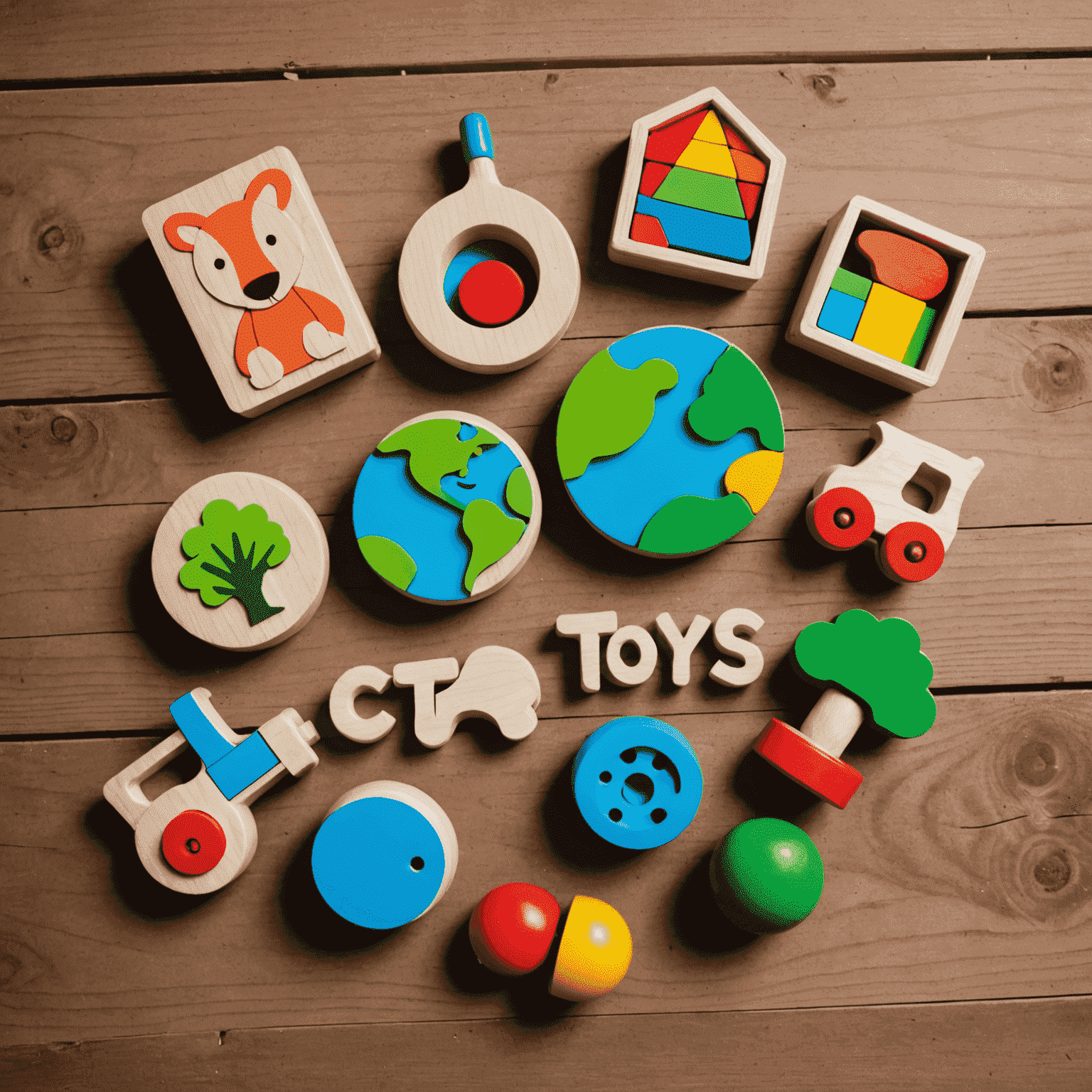 Logo de Eco-toys: Juguetes de madera sostenibles y coloridos