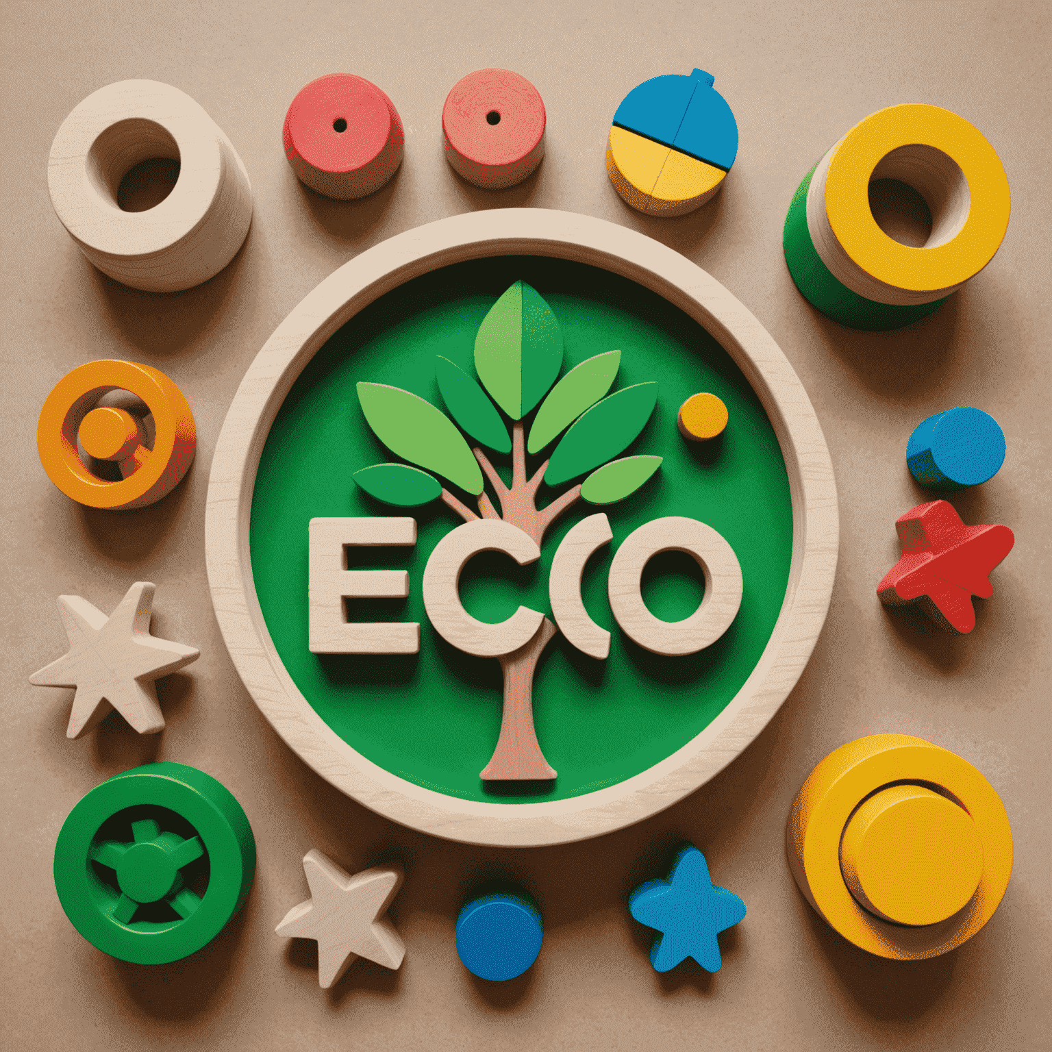Logo de Eco-toys: Juguetes de madera sostenibles y coloridos
