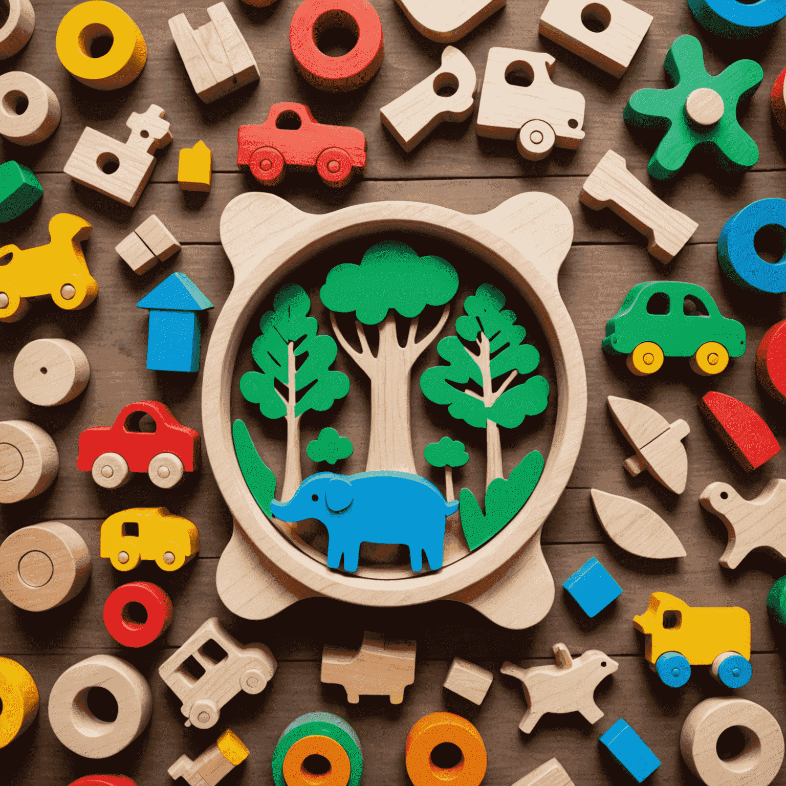 Logo de Eco-toys: Juguetes de madera sostenibles y coloridos