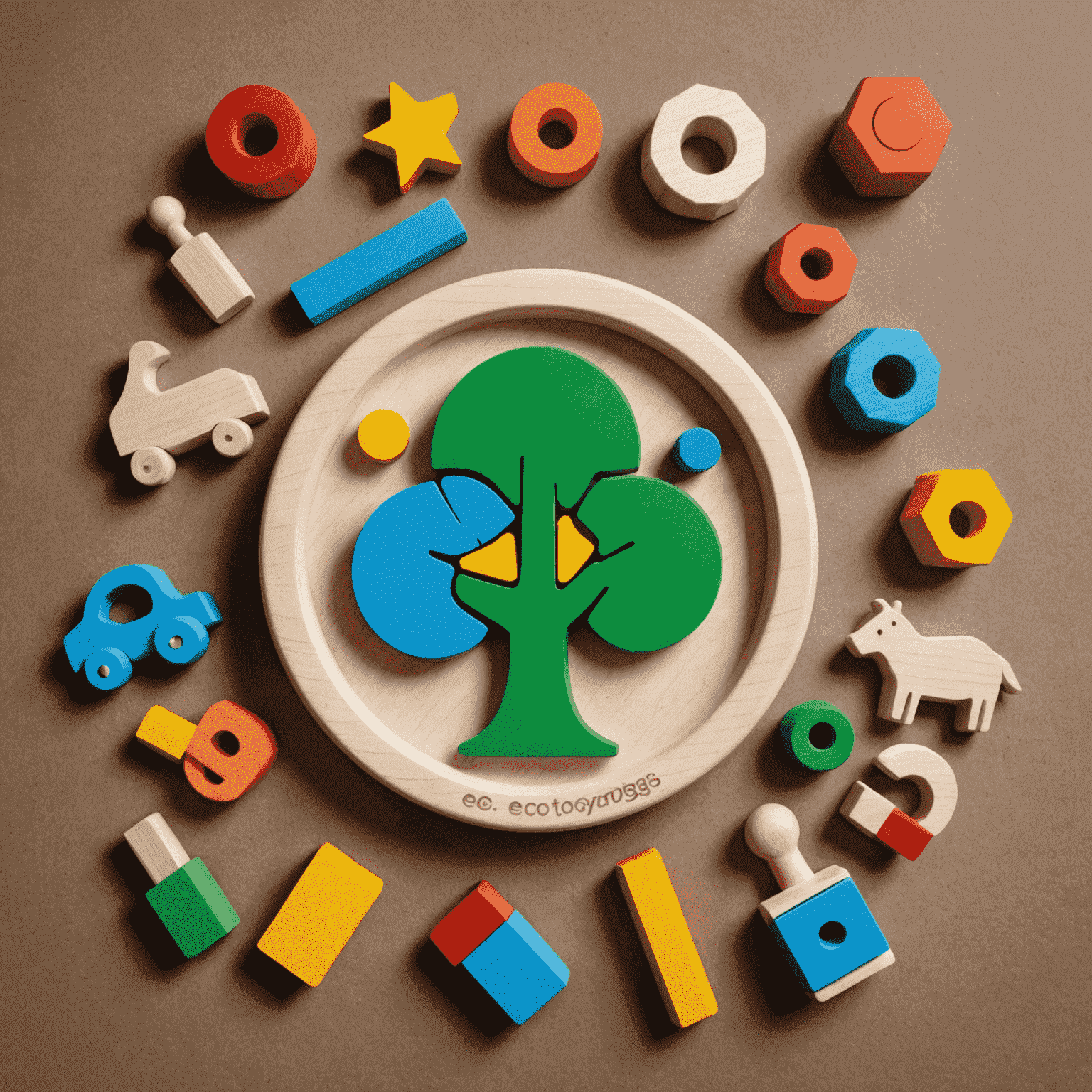 Logo de Eco-toys: Juguetes de madera sostenibles y coloridos