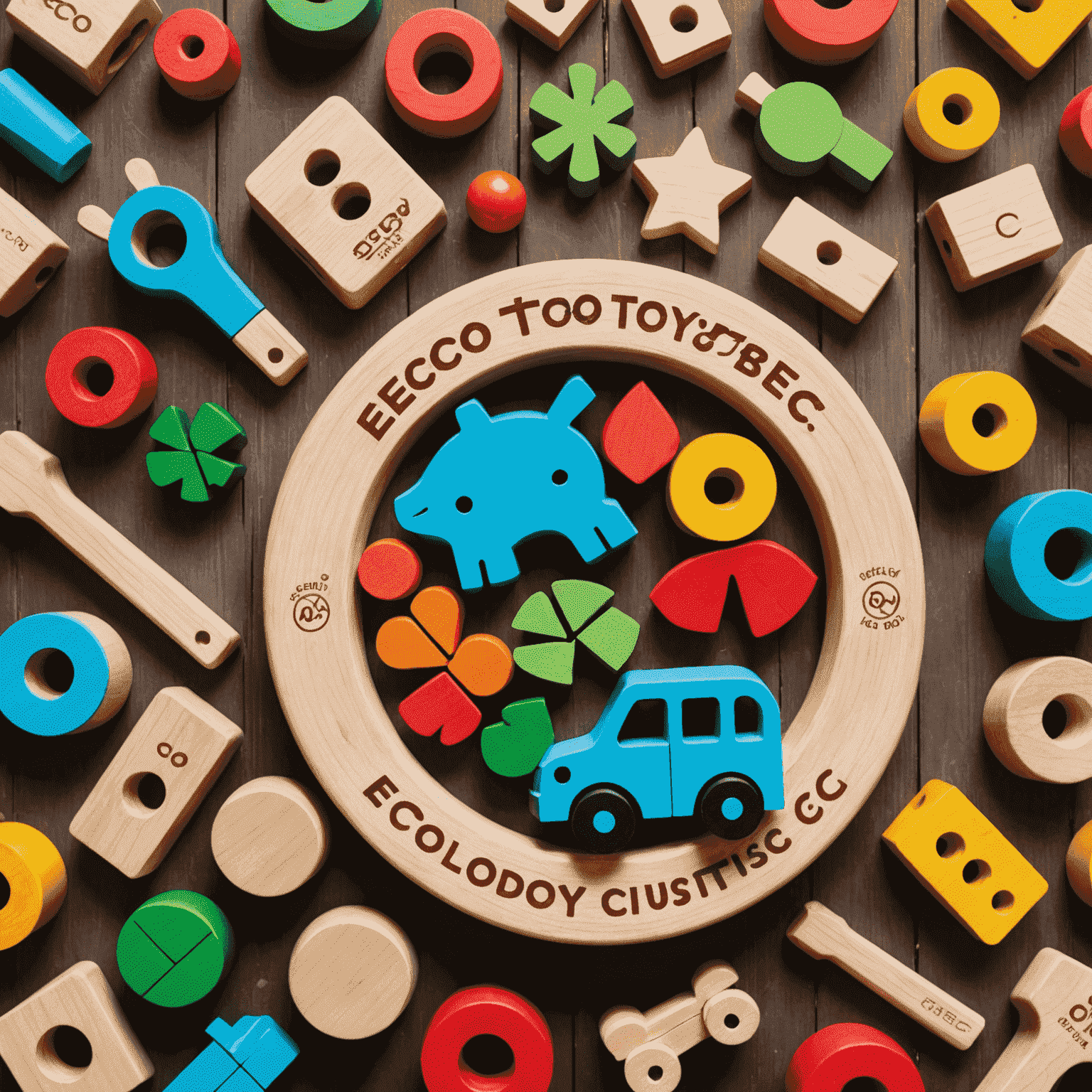 Logo de Eco-toys: Juguetes de madera sostenibles y coloridos